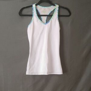 Lilly Pulitzer White Tank Top with Blue and Green Trim